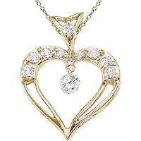 14K Yellow Gold Dashing Diamond Heart Pendant (Chain NOT Included)