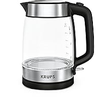 Krups Glass Electric Kettle 1.7 Liter LED Indicator, Anti Scale Filter, 1500 Watts Digital Control, Double Wall, Fast Boiling, Auto Off, Keep Warm, Cordless