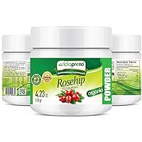 Rosehip Powder Vitamin C Pure Raw SUPERFOOD 4.23 oz 120 Grams for Smoothies, Beverages, Yogurts, Desserts, Snacks, Dressings, Baking, Cooking, Beauty
