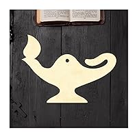 3 Pcs Wooden Ornaments to Paint, Xmas Tree Hanging Wood Slices for Kids DIY Craft Wood, Magic Lamp Shape Design Wooden Cutouts for Christian Front Door