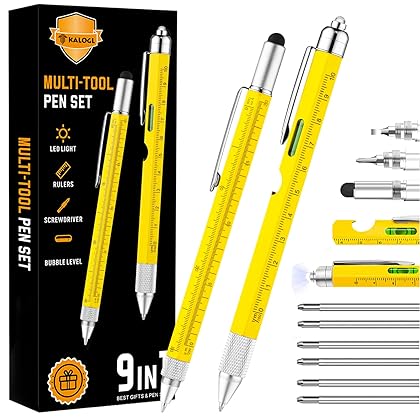 Multi-tool Pen 2 Pack [Stylus, Ballpoint Pen,with 6 Replacement refills, 4