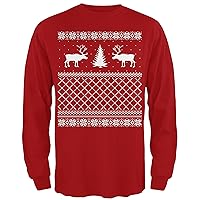 Animal World Reindeer Caribou Christmas Holiday Tee Shirts for Men, Funny Xmas Men’s Long Sleeve T-Shirts Dress Up