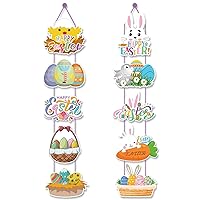 Easter Decorations,Happy Porch Banner Bunny Egg Rabbit Party Front Door Sign Wall Hanging Spring Decorations for Home Office Holiday Decor Warehouse Clearance Lightning Deals Easter Gifts Bulk