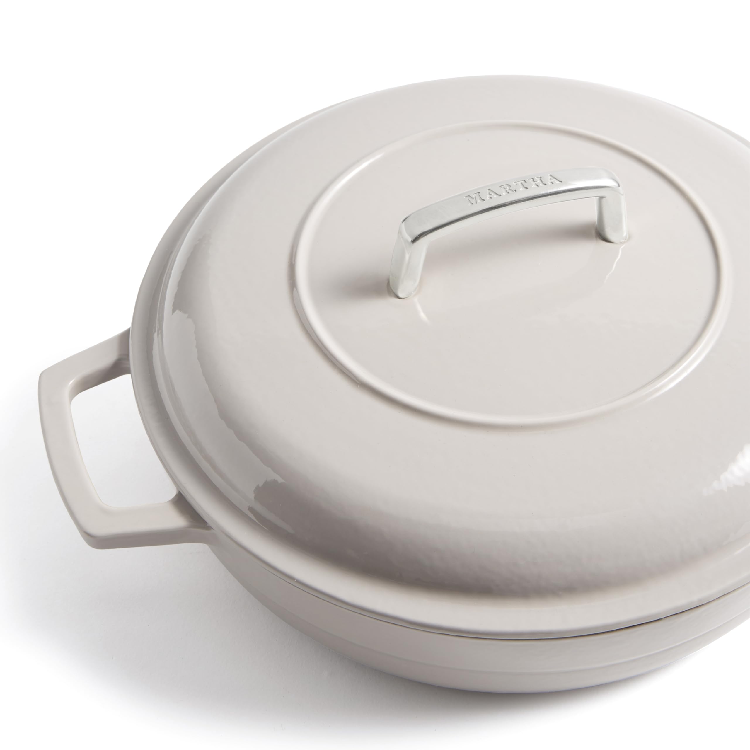 Martha by Martha Stewart 3.5 QT Enameled Cast Iron Braiser w/Lid - Cobblestone