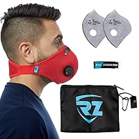 RZ Mask M2 Mesh Air Filtration Face Protection Dust Mask with 99.9% Effective Carbon Filters for Woodworking, Construction, X-Large, Red