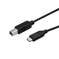 StarTech.com USB C to USB B Printer Cable - 1.6 ft / 0.5m - USB C Printer Cable - USB C to USB B Cable - USB Type C to Type B (USB2CB50CM), Black