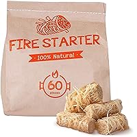 Zorestar Fire Starters Kit for Campfires, 60 Rolls - Firewood Starter for Outdoor Fire Pit - Chimney and BBQ Charcoal Starter - Camping Accessories - Eco Firelighters for Indoor and Outdoor Use