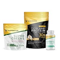 Transformation 3-Pack | Carb IQ (30 Servings) – Carbohydrate Metabolism Support, Super Greens (30 Servings) – Superfood Green Juice Powder & Vanilla Protein Powder (18 Servings)