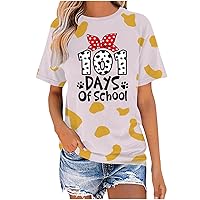 101 Days of School Girls Womens Teachers Students Tshirt Funny Cow Scarf Dog Paw Graphic Tee Short Sleeve Crewneck Top
