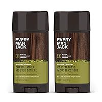 Every Man Jack Coastal Moss Men’s Deodorant - Stay Fresh with Aluminum Free Deodorant For all Skin Types - Odor Crushing, Long Lasting, with Naturally Derived Ingredients - 3oz