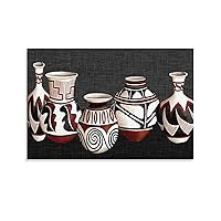 CPDDYAQB Vintage Mexican Ceramics Southwestern Pottery African Pottery Pots Porcelain Abstract Art Poster Wall Poster Art Aesthetic Canvas Painting Print Poster Office Bedroom Unframe-style 08 * 12in