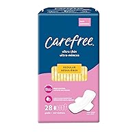 Carefree Ultra Thin Pads, Regular Pads With Wings, 28ct (Pack of 1)