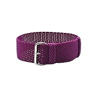 22mm Purple Perlon Braided Woven Watch Strap with Silver Buckle