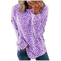 XHRBSI Winter Shirts for Women Women's Casual Fashion Floral Print Long Sleeve O-Neck Pullover Top Blouse
