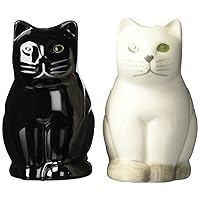 Abbott Collection 27-FELINE Sitting Cat Salt and Pepper Shaker Set, Black/White, 3.25