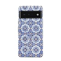 BURGA Phone Case Compatible with Google Pixel 6 PRO - Hybrid 2-Layer Hard Shell + Silicone Protective Case -Blue City Moroccan Tiles Pattern Mosaic - Scratch-Resistant Shockproof Cover