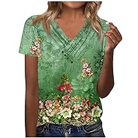 Women Tops Casual, Women's Blouses Dressy Casual Sexy Fashion Pleated Cross Neck T-Shirts with Button Collar Fashion