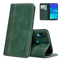 Case for Huawei P Smart 2019/Honor 10 Lite Premium PU Leather Flip Wallet Case with Magnetic Closure Kickstand Card Slots Folio Phone Case Cover Shockproof Green