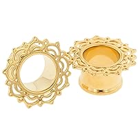 Pair of Gold Plated Double Flared Lace Lotus Eyelets: 9/16