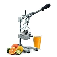 Vollum Hand Press Manual Citrus Juicer - citrus squeezer Commercial Grade Home Orange juice Squeezer for Oranges, Lemons, Limes - Stainless Steel and Cast Iron Non-skid Suction Cup Base- 15 Inch, Gray