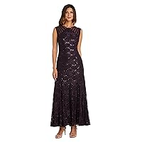 R&M Richards Women's Full Length Sleeveless Sequined Evening Gown