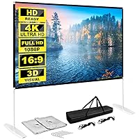 Projector Screen with Stand 100 inch - DwitGumi 4K HD 3D Portable Movie Screen 16:9 Foldable Double Sided TV Projection Screen with Package for Indoor Outdoor Office Home Travel Theater Video Cinema