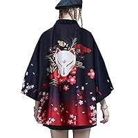 LAI MENG FIVE CATS Women's Summer Loose fit Beach Japanese Kimono Cover up