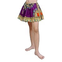 RaanPahMuang Mini Gypsy Childrens Africa Dashiki Art Pullsting Girls Dance Skirt, Violet