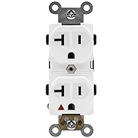 ENERLITES 62010-W Isolated Ground Outlet, Industrial Grade Duplex Receptacle, 20A/125VAC, 5-20R, 62010, White