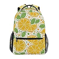 ALAZA Doodle Lemon Polka Dots Backpack Purse with Multiple Pockets Name Card Personalized Travel Laptop School Book Bag, Size M/16.9 inch