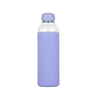 W&P Porter Glass Water Bottle with Protective Silicone Sleeve, Lavender 20oz, Leak-Proof Reusable Bottle, Dishwasher Safe, Borosilicate Glass
