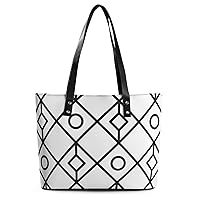 Womens Handbag Geometric Lines Leather Tote Bag Top Handle Satchel Bags For Lady