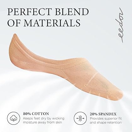 Eedor No Show Socks Womens - Non Slip Low Cut Ankle - Invisible Liner Socks for Casual & Formal Wear - Soft & Stretchable
