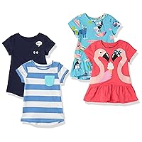 Amazon Essentials Girls and Toddlers' Short-Sleeve and Sleeveless Tunic Tops (Previously Spotted Zebra), Multipacks