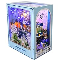 Roroom DIY Book Nook Kit, DIY Dollhouse Booknook Bookshelf Insert Decor Alley,3D Wooden Puzzle with Book Nook Bookshelf Insert Wood Bookend Model Building (Underwater World-TC39)