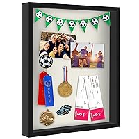 Americanflat 16x20 Shadow Box Frame in Black with Soft Linen Back - Large Shadow Box Frame with Engineered Wood and Plexiglass Cover for Wall or Tabletop Display