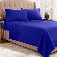 Empyrean California King Sheet Sets - 4 PC Super Soft Cal King Bed Sheets - Double Brushed Microfiber Cal King Sheets - Hotel Luxury Royal Blue Bed Sheets Cal King Size, with 4 Corner Elastic Straps