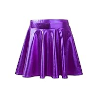 YiZYiF Kids Girls' Shiny Metallic Flared Skater Skirt Dancewear A Line Circle Short Skort Skirts Halloween Dress up