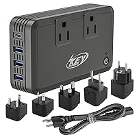 230w Voltage Converter 240V/220V to 120V/110V Key Power International Power Converter Travel Kit - Travel Adapter Use for USA Appliance Hair Straightener, Overseas in Europe, Australia, UK, Italy, etc