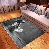 Non-Slip Area Rug 4'x 6' Gym Old Dumbbells Bw Workout Weightlift Free Training Power Rugs Carpet for Classroom Living Room Bedroom Dining Kindergarten Room