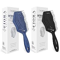Fiora Naturals Hair Detangling Brush -100% Bio-Friendly Detangler hair brush w/Ultra-soft Bristles- Glide Through Tangles with Ease (Navy Blue & Black)