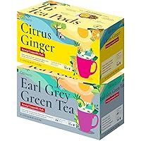 Gya Tea Co Citrus Ginger Herbal K Cups Tea Pods Variety Pack & Earl Grey Green Tea K Cups Variety Pack for Keurig 2.0 &1.0