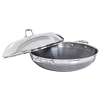 HexClad 14 Inch Hybrid Stainless Steel Wok Pan with Stay-Cool Handle - PFOA Free, Dishwasher and Oven Safe, Works with Induction, Ceramic, Non Stick, Electric, and Gas Cooktops