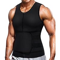 Neoprene Sauna Suit for Men Waist Trainer Vest Zipper Body Shaper with Adjustable Tank Top