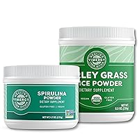 USDA Organic Barley Grass Juice Powder, 62 Servings and Natural Spirulina Powder, 45 Servings - Bundle