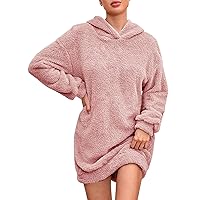 Women's Solid Color Pullover Long Women's Hooded Woolen Dress Womens Long Sleeve Dresses for Party