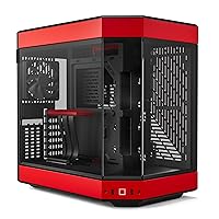 HYTE Y60 Modern Aesthetic Dual Chamber Panoramic Tempered Glass Mid-Tower ATX Computer Gaming Case with PCIE 4.0 Riser Cable Included, Red (CS-HYTE-Y60-BR)