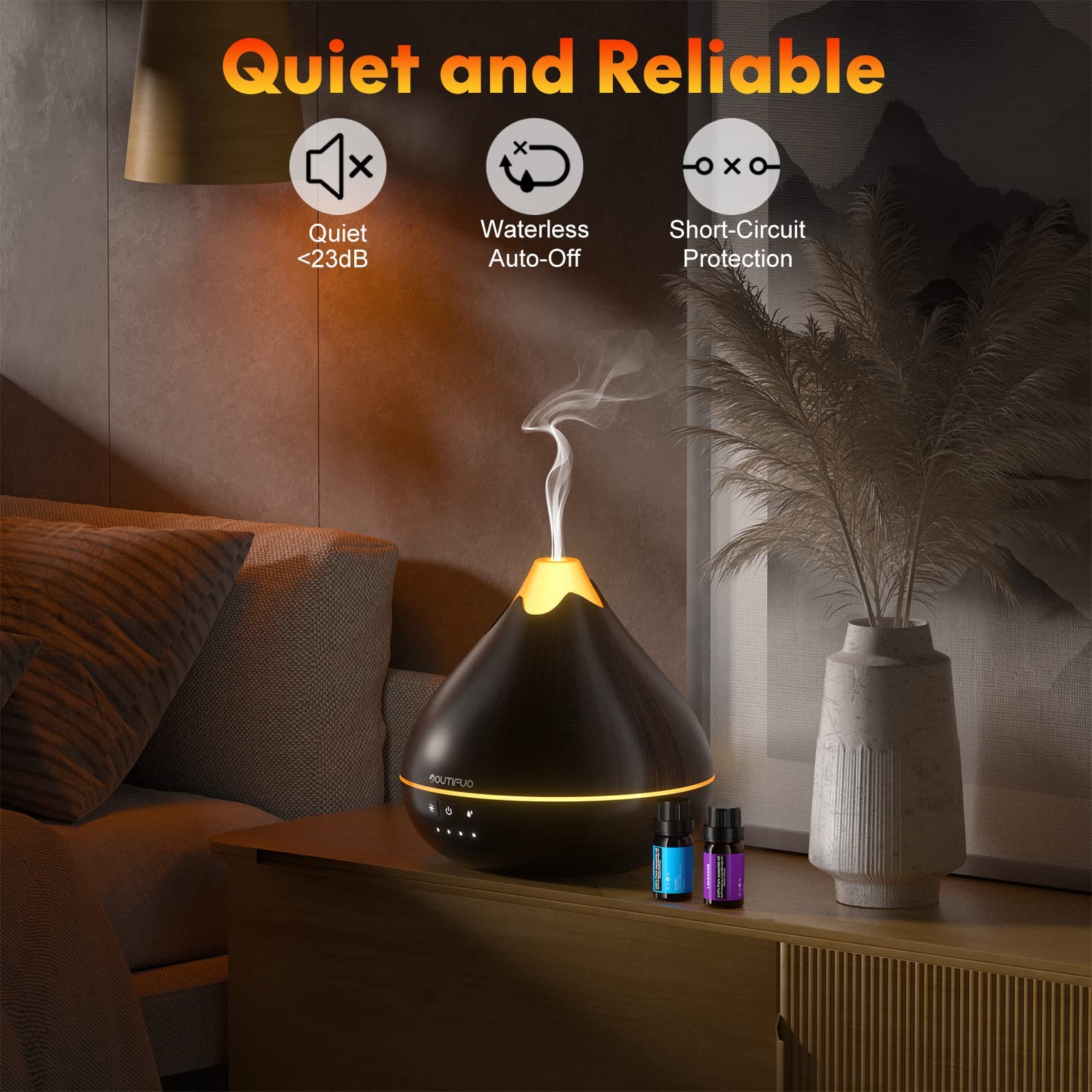 Essential Oil Diffusers 550ml ,10 Essential Oils Diffuser Gift Set,Advanced Ceramic Ultrasonic Technology Aromatherapy Diffusers Auto Shut-Off for 15 Ambient Light Settings（Black）
