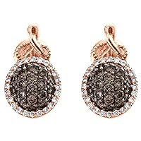 2.00Ct Round Cut Brown Chocolate Diamond Drop Dangle Earring 14k Rose Gold Plated