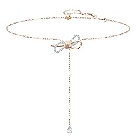 Lifelong Bow Necklace and Bracelet Jewelry Collection, Clear Crystals, Rhodium Finish